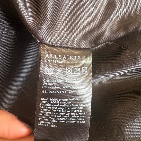 All Saints Distressed Leather Biker Jacket - Picture 7 of 11